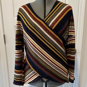 Striped V-Neck Sweater - Multicolor